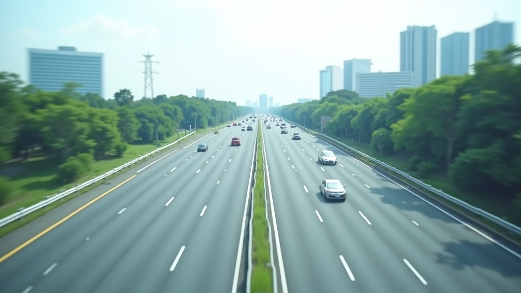Modern Malaysian highway with multiple lanes and contemporary infrastructure development